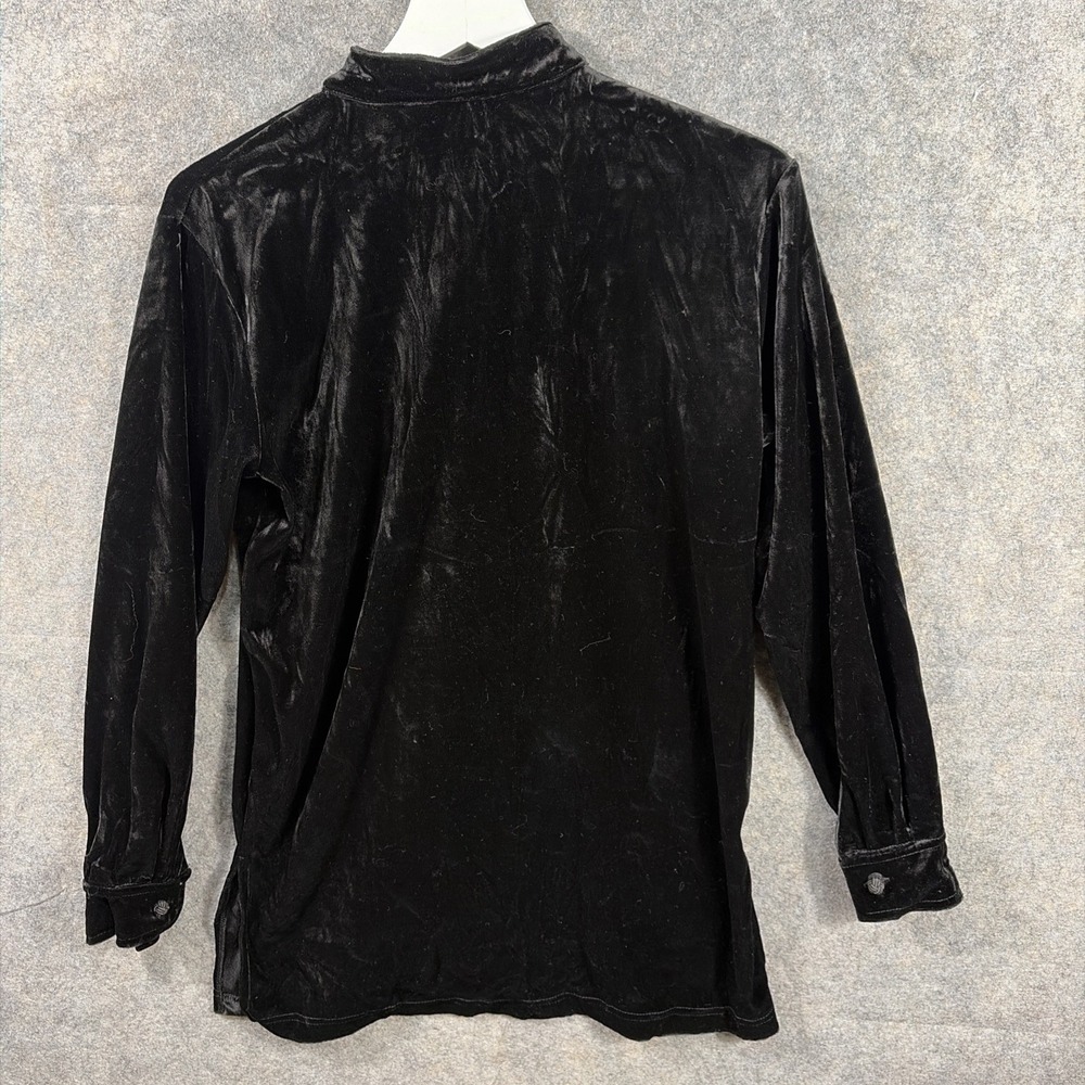 Vintage Honors Button Shirt Women's Small‎ Black Suede Velour Y2K Collared - Picture 8 of 11